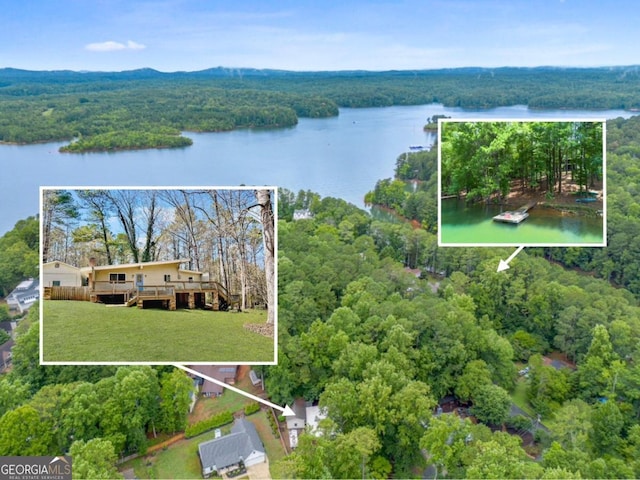 rear view of property featuring a lawn and a wooden deck