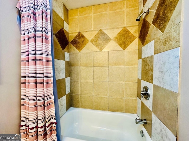 bathroom with shower / bath combination with curtain