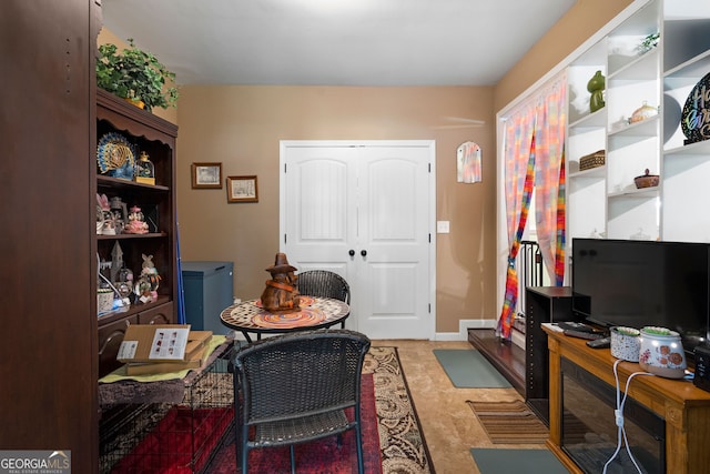 view of tiled home office