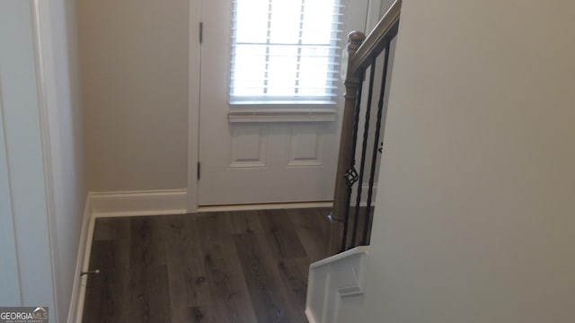 entryway with dark hardwood / wood-style floors