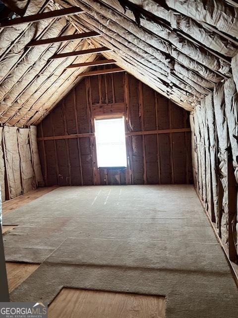 view of unfinished attic