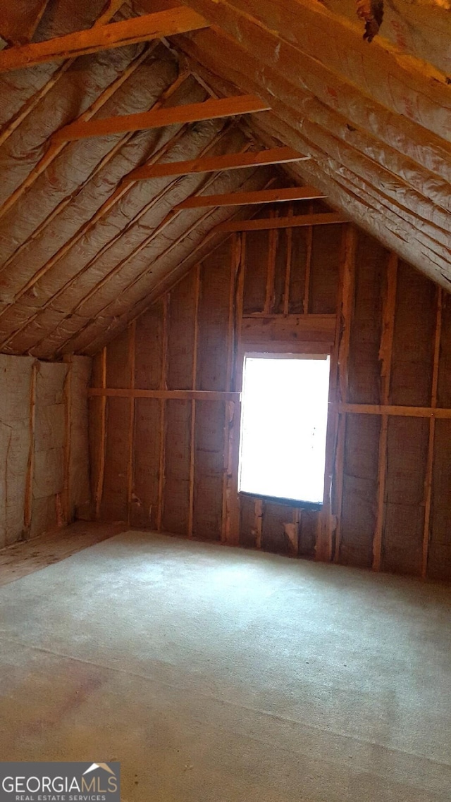 view of unfinished attic