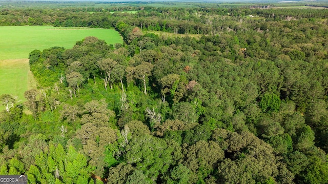 bird's eye view featuring a view of trees