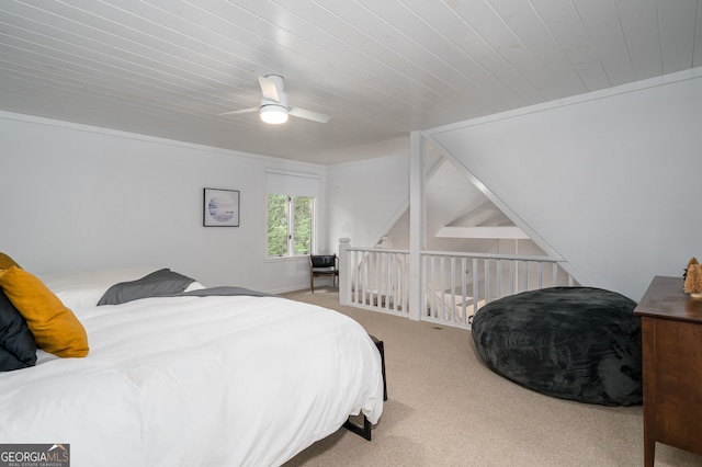 bedroom with carpet floors and ceiling fan