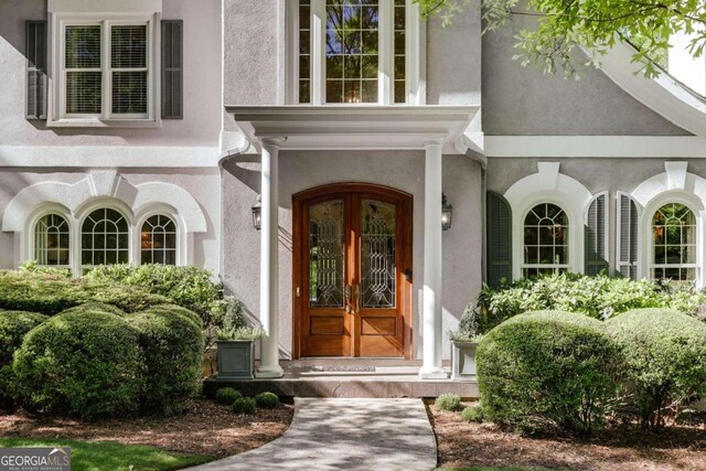 property entrance with french doors