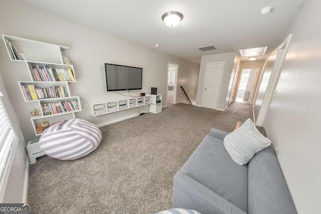 living room featuring carpet floors