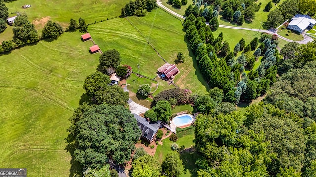 aerial view with a rural view