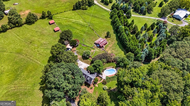 drone / aerial view with a rural view