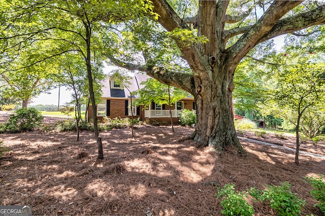 view of property hidden behind natural elements