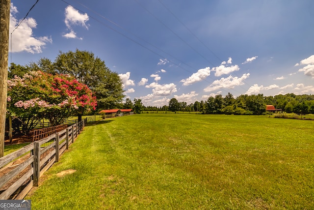 view of yard with a rural view