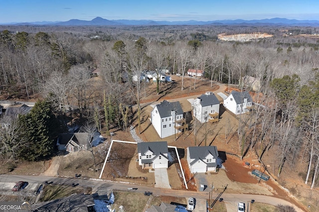 aerial view with a mountain view