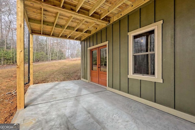 view of patio featuring french doors