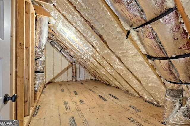 view of unfinished attic