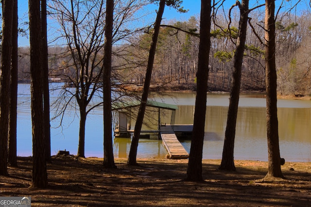 view of water feature featuring a boat dock