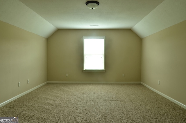 additional living space with carpet and lofted ceiling