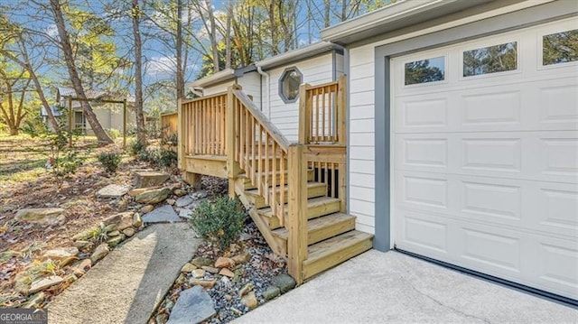 property entrance with a garage