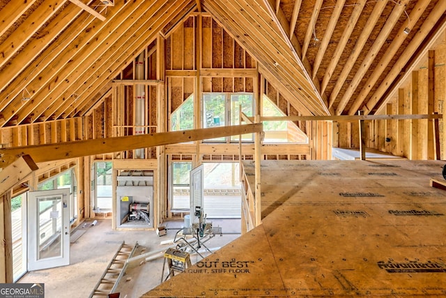 view of unfinished attic