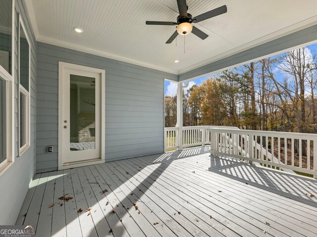 deck featuring ceiling fan