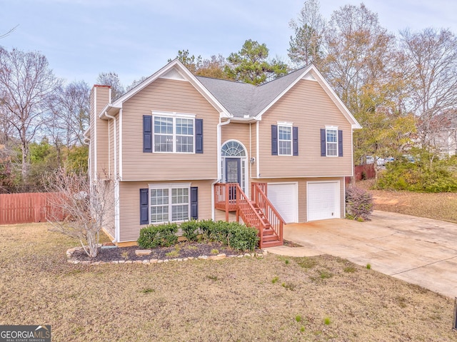 bi-level home with a garage