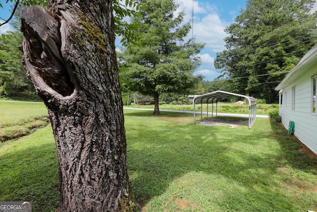 view of yard with a carport