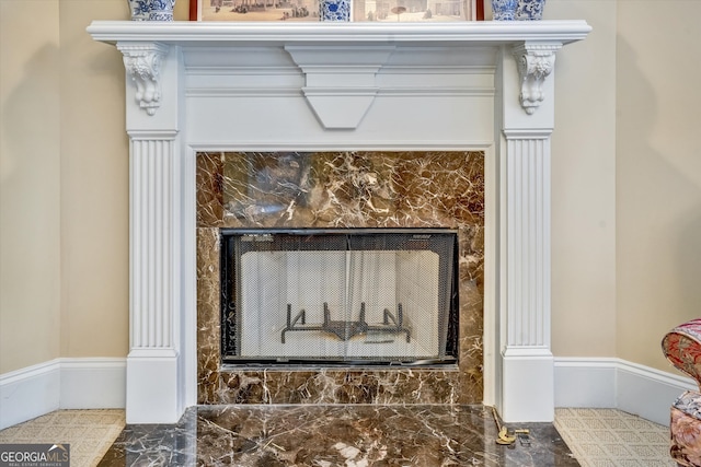 details with tile patterned flooring