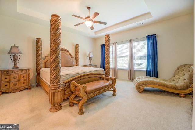 445 Brickstone Way, Covington, GA 30016 - carpeted bedroom with a raised ceiling and a ceiling fan