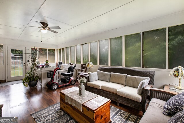 dining room with dark wood-type flooring, ceiling fan, crown molding, and a textured ceiling