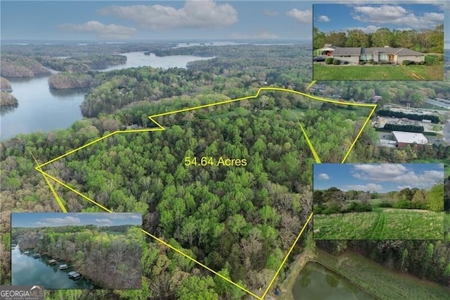 5325 Browns Bridge Rd, Cumming, GA 30041 - drone / aerial view featuring a water view and a view of trees