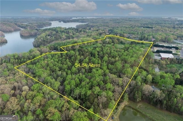 5325 Browns Bridge Rd, Cumming, GA 30041 - bird's eye view featuring a water view and a wooded view