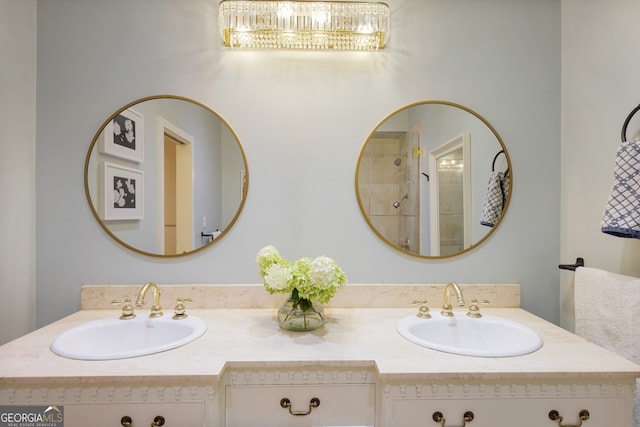 bathroom featuring double sink vanity