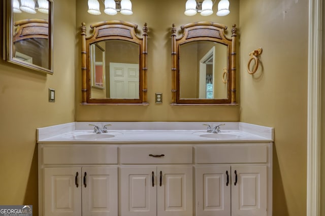 bathroom with dual bowl vanity