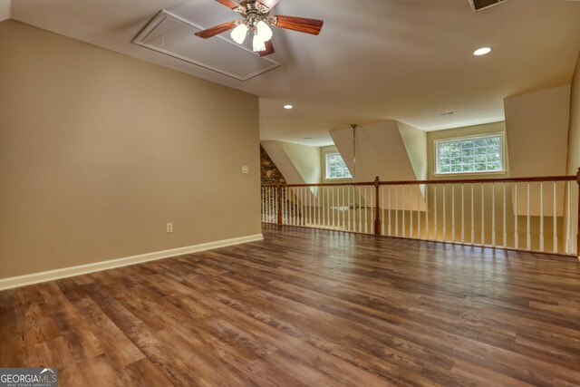 interior space with hardwood / wood-style flooring and ceiling fan