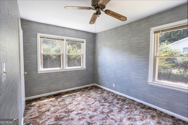 unfurnished room with carpet and a wealth of natural light