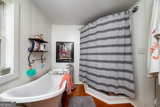 bathroom featuring wood-type flooring