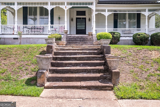 exterior space featuring covered porch