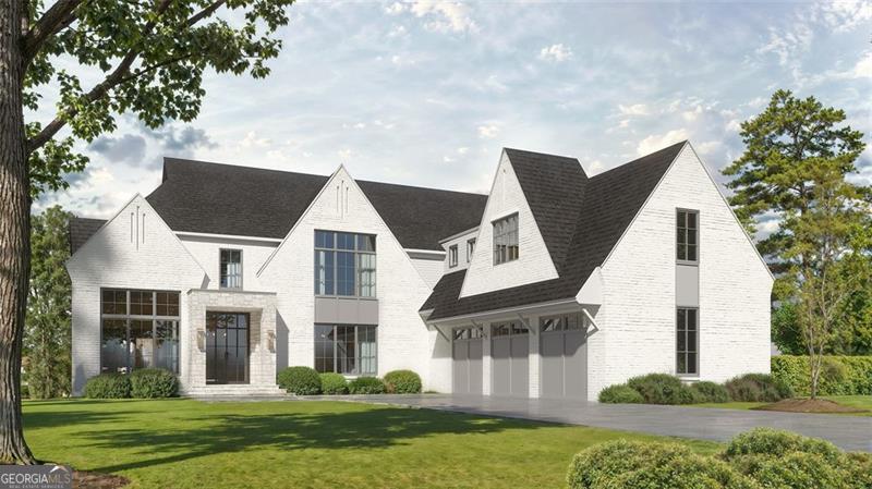 view of front facade featuring a front lawn and a garage