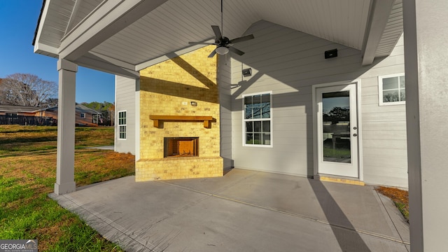 view of patio with ceiling fan