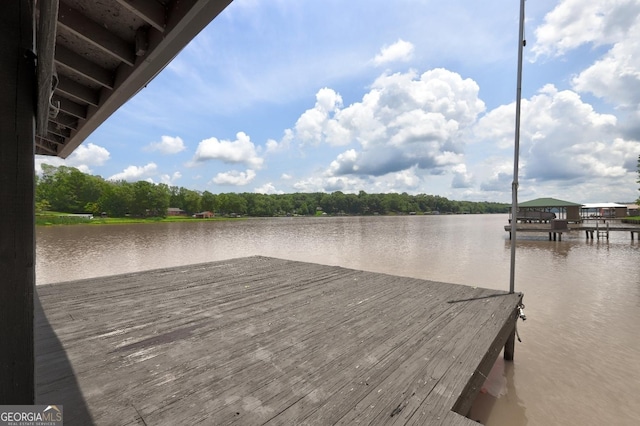 dock area featuring a water view