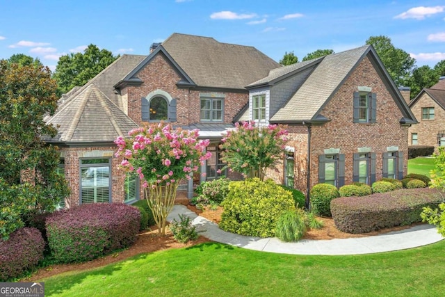 view of front of home with a front lawn