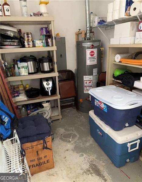 storage area with water heater