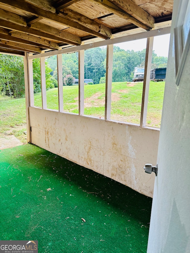 view of unfurnished sunroom