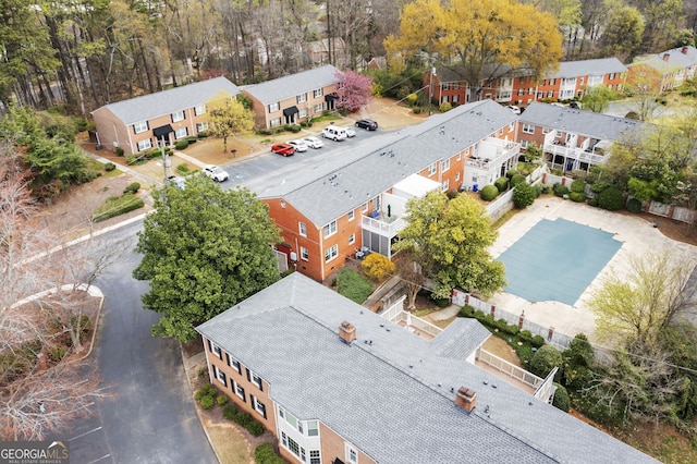 bird's eye view with a residential view