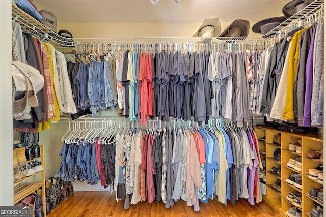 walk in closet featuring hardwood / wood-style floors