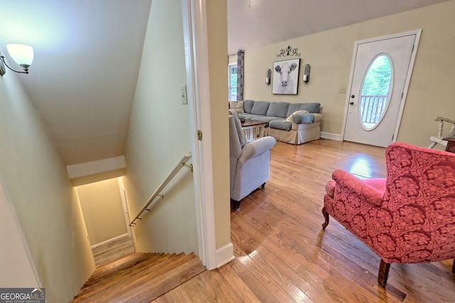 entrance foyer with light wood-type flooring