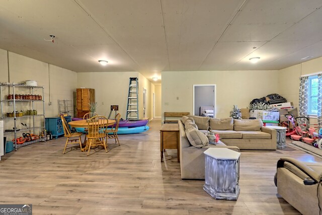 living room with light hardwood / wood-style floors