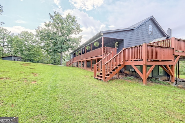 view of yard featuring a deck