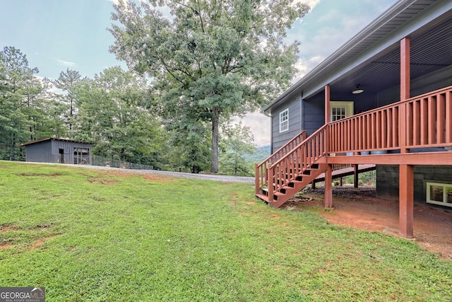 view of yard featuring a deck