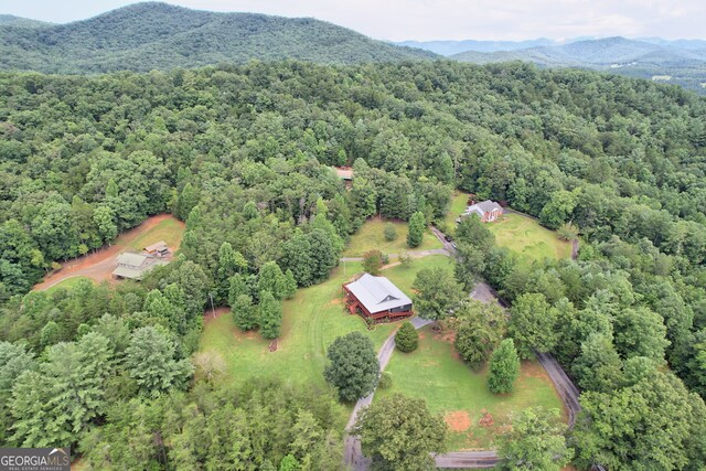 birds eye view of property with a mountain view