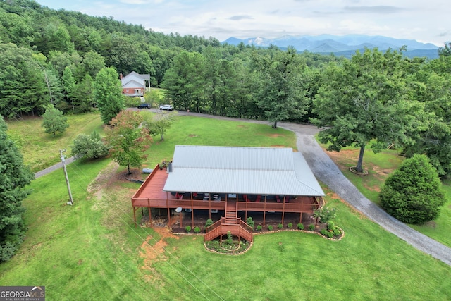 drone / aerial view with a mountain view