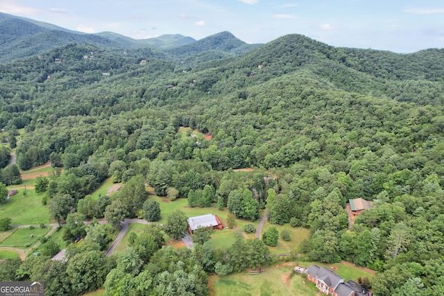 bird's eye view with a mountain view